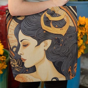Capricorn tarot Inspired Zodiac Tote Bags, Capricorn gift, Zodiac tote bag canvas, Capricorn zodiac gift, Unique Zodiac Gift, Gift for her