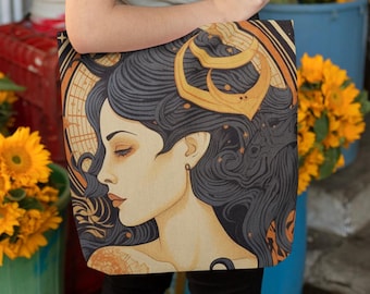 Capricorn tarot Inspired Zodiac Tote Bags, Capricorn gift, Zodiac tote bag canvas, Capricorn zodiac gift, Unique Zodiac Gift, Gift for her