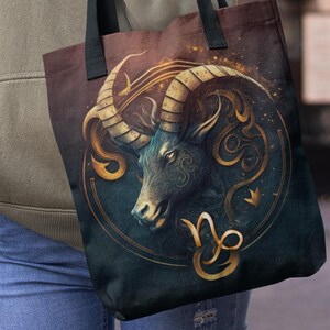 Capricorn Zodiac Tote Bags, Capricorn gift, Zodiac tote bag canvas, Capricorn zodiac gift, Unique Zodiac Gift, Gift for her
