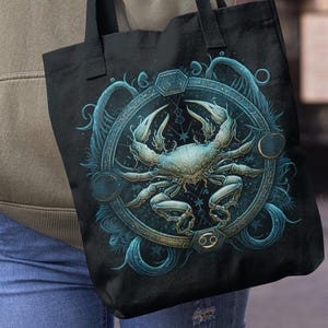 Cancer Zodiac Tote Bags, Cancer gift, Zodiac tote bag canvas, Cancer zodiac gift, Unique Zodiac Gift, Gift for her, tote bag design
