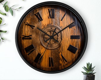 Whiskey Barrel Wall Clock, gift for him, whiskey, Johnnie Walker barrel, drinkers clock