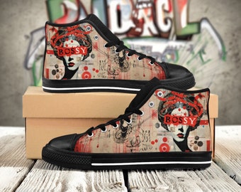 Bossy Punk-Rock-Sneaker, Grunge-Sneaker, Punk-Rock-Sneaker, stärkende Sneakers, Boss-Babe-Geschenk, feministische Sneakers, Geschenk für sie