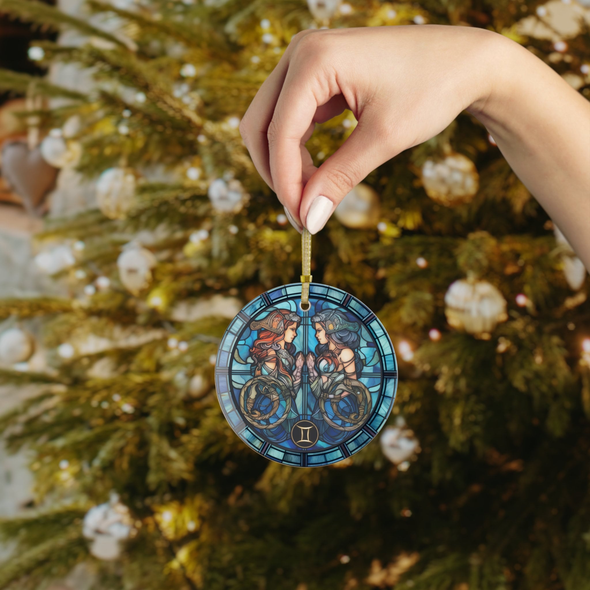 Gemini Stainedglass Design Ornament, Stained Glass, Zodiac Ornament