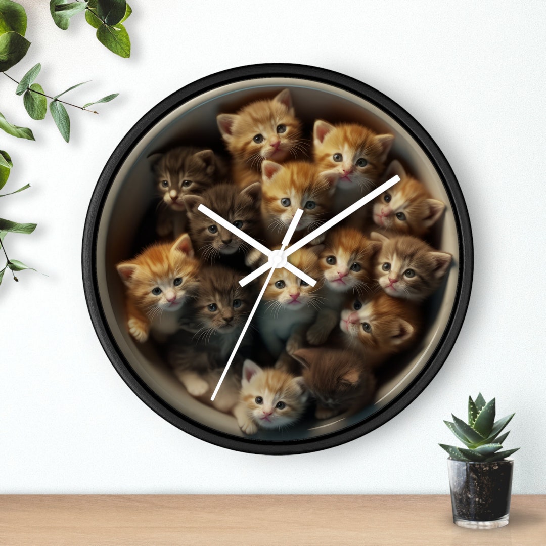 Cute Kitten Clock, Adorable Gift, Kitten Gift, Kitten Clock, Unique ...