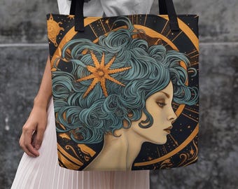 Virgo tarot Inspired Zodiac Tote Bags, Virgo gift, Zodiac tote bag canvas, Virgo zodiac gift, Unique Zodiac Gift, Gift for her