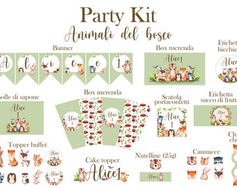 Party Kit ANIMALI DEL BOSCO - woodland, primo compleanno, autunno, battesimo, compleanno, bambini, decorazioni festa