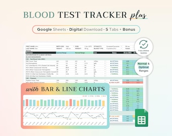 Google Sheets Bluttest Ergebnisse Tracker - Diagramme & Optimale Bereiche | Funktionelle Medizin Blutanalytik, Biohacking Tabelle
