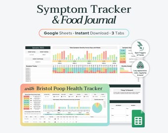 Google Sheets Poop, Symptom & Food Tracker | Bowel Symptoms, Constipation Record, Stool Log, Gut Digestion Spreadsheet, Poop Health Baseline
