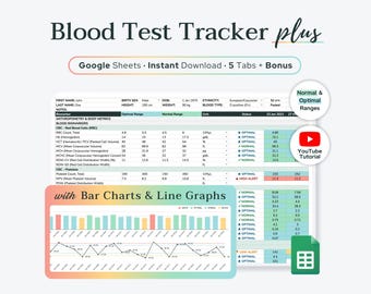 Google Sheets Blood Test Results Tracker | Lab Results Spreadsheet | Charts & Optimal Ranges | Functional Medicine Bloodwork