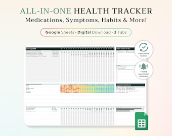 Google Sheets Health Tracker: Symptom, Habit, Supplement & Medication Log (Printable + Digital)