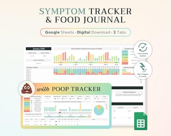 Google Sheets Poop, Symptom & Food Tracker: IBS, Bloating, Constipation (Digital Download)