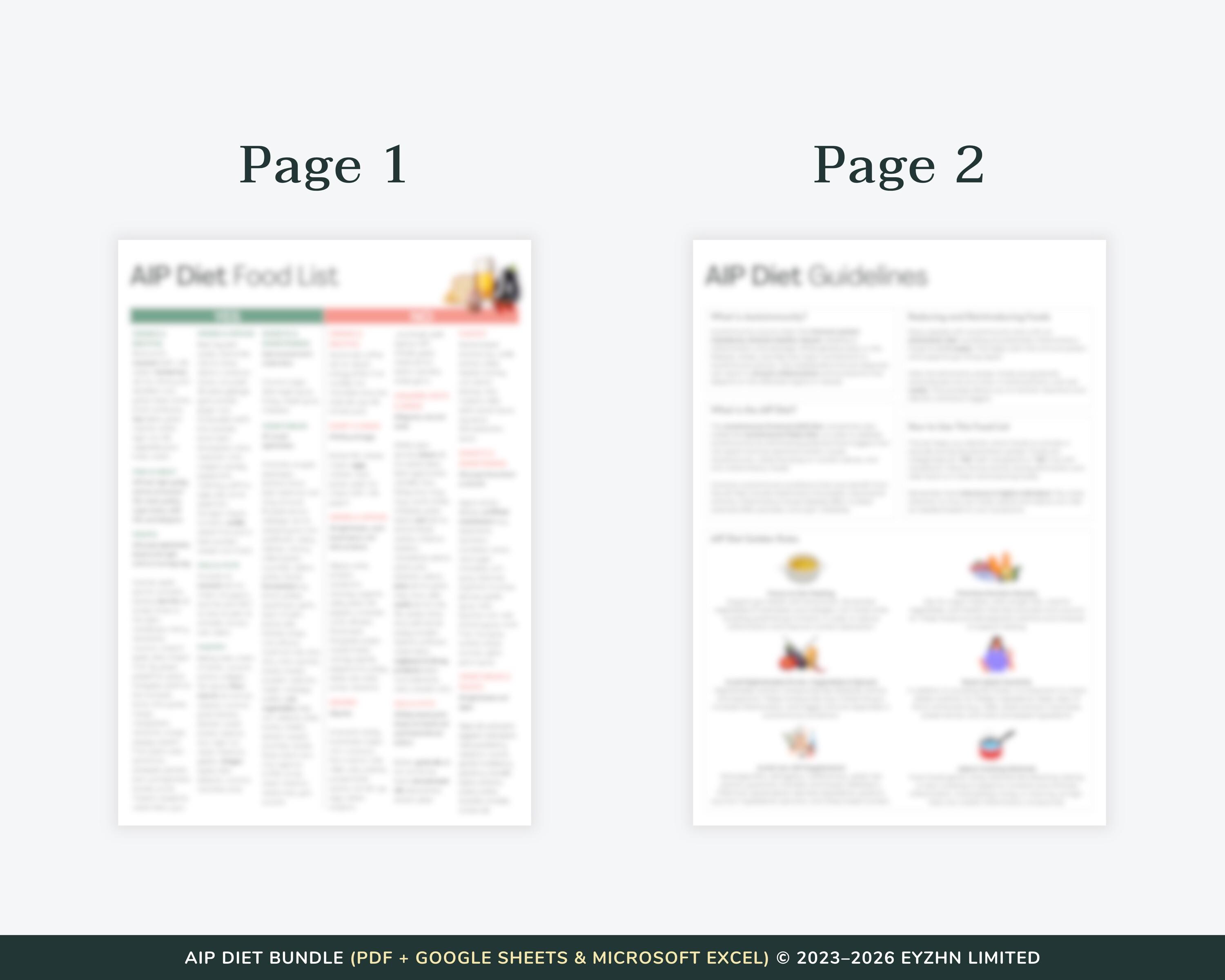 AIP Diet Food List & Symptom Tracker Bundle | Autoimmune Disease Guide ...