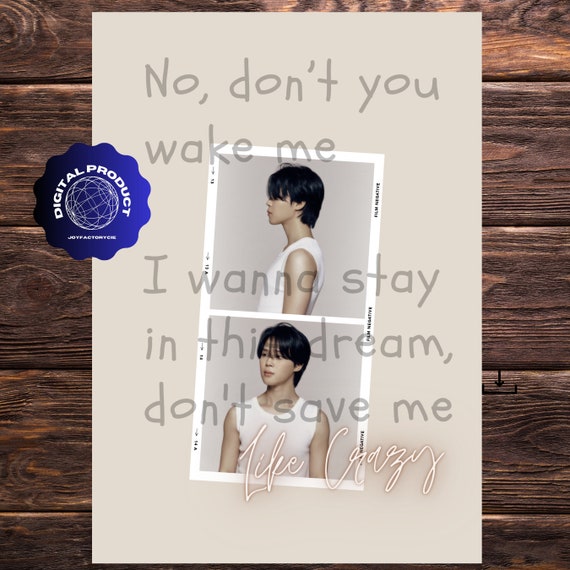 Jimin Like Crazy Poster Aesthetic Art Lyrics Wall 