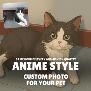Personalized Anime Style Pet Portrait – Custom Digital Drawing of Your Pet, Digital Pet Portrait, Cat Portrait, Dog Portrait