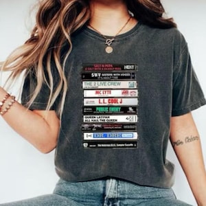90-tals hiphop-kassettbandströja: Komfortfärger grafisk t-shirt bild 1