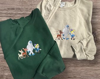 Embroidered Rudolph and Friends Christmas Sweatshirt