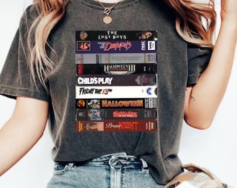 80s Horror Movie VHS Stack T-Shirt: Comfort Colors Graphic Tee