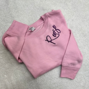 Personalized Custom Embroidered Child Name Along The Collar, Crewneck Sweatshirt, Toddler Sweatshirt, Customized Sweater