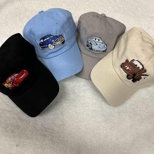 Gorra bordada con personajes de Cars: Rayo McQueen, Sally, Mater, gorra con nombre personalizado, gorra de béisbol juvenil