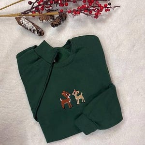 Rudolph and Clarice Embroidered Sweatshirt: Retro Christmas Movie