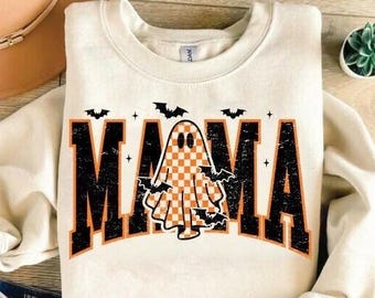 Camisa fantasma a cuadros de mamá: camiseta o sudadera con colores espeluznantes y cómodos para Halloween