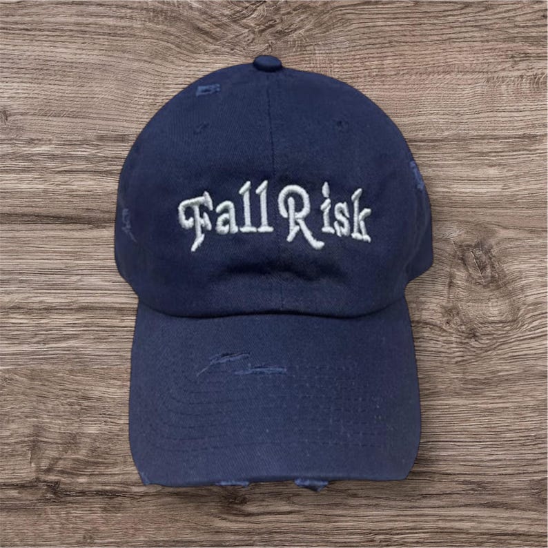 Fall Risk Embroidered Distressed Dad Hat: Funny Drinking Gag Gift - Etsy