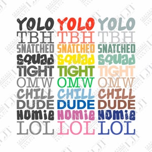 Teenage Slang dekorative Wörter geschnitten Datei, Wand Kunst geschnitten Datei, Teenager cutfile SVG