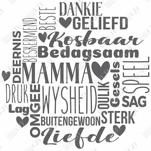 Mamma Words wall art, Afrikaans Cut Files, Instant digital download, Suid Afrika, South Africa, Moedersdag Dankie