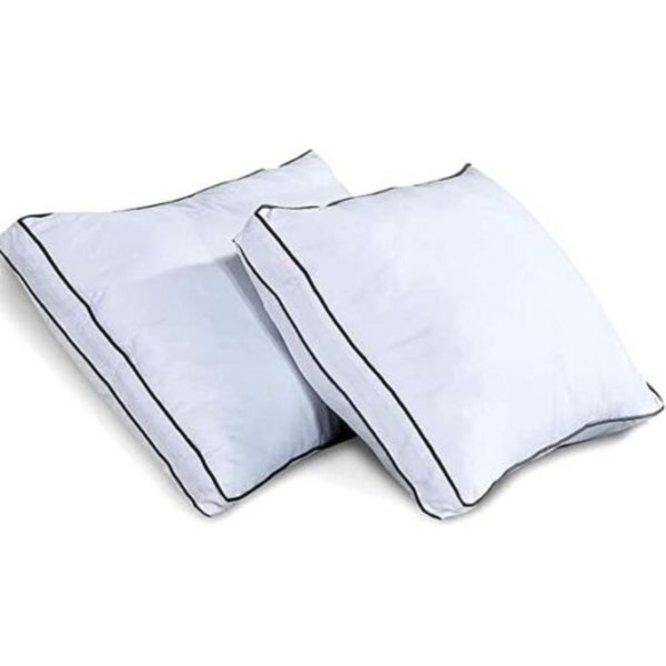 800 Thread Count Hollowfibre Filled Double Piping Edges Pair Of Sleeping Pillows
