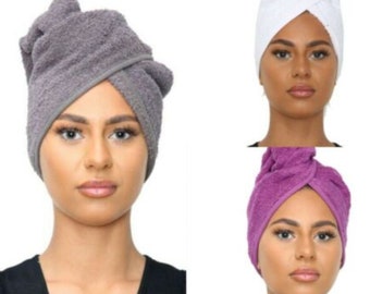Luxury Spa Bright Turquoise Hair head Towel Wrap Turban Plastic