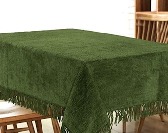 Traditional Large Cotton Chenille Table Covers Party Kitchen Tablecloth Non Iron