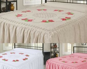 100% Pure Cotton Candlewick Fitted Traditional Bedspread