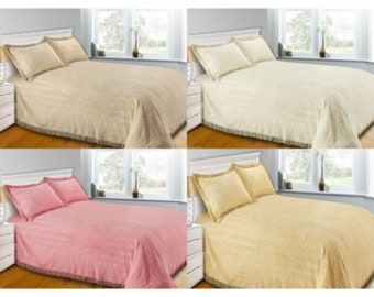 100% Pure Cotton Luxury Flat Candlewick Bedspread