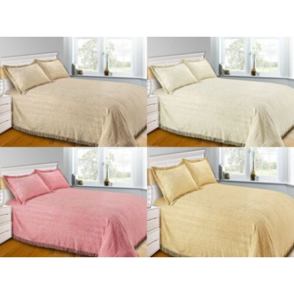 100% Pure Cotton Luxury Flat Candlewick Bedspread