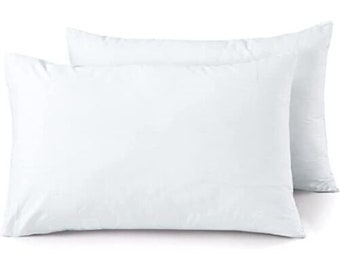 White 100% Egyptian Cotton Pair of Pillowcases 200 THREAD COUNT 50 X 75 CM