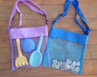 Mesh Beach Bag for shells and beach toys