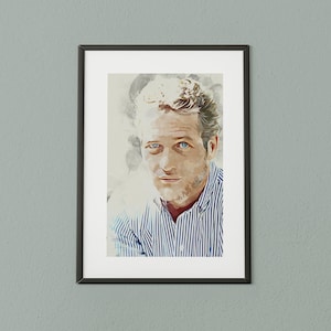 Paul Newman - A4 painted effect print (no frame)