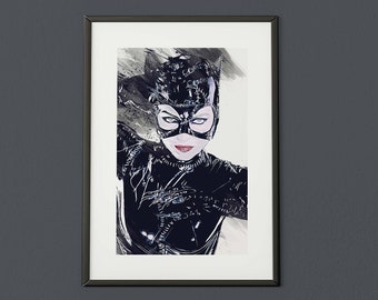 Catwoman (Michelle Pfeiffer) - A4 graphic painted effect print (no frame)