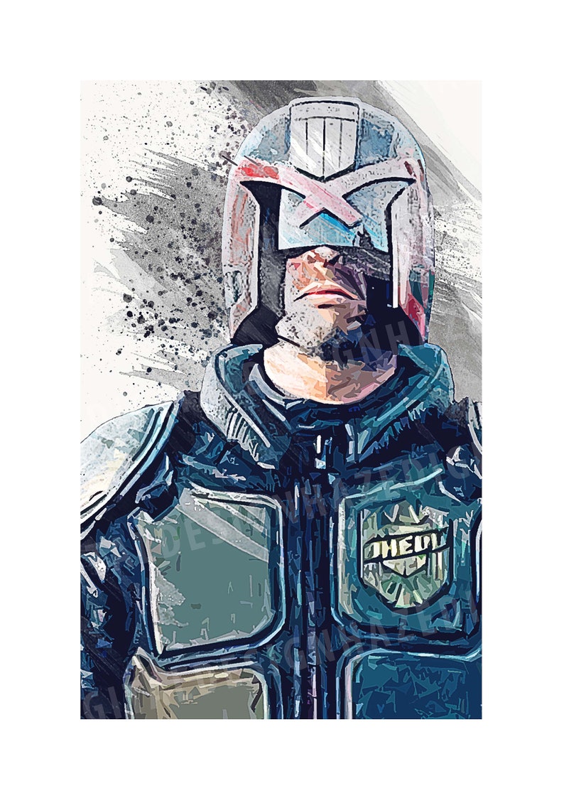 Judge Dredd (karl Urban) - A4 Graphic Painted Effect Print (no Frame ...