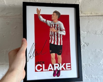 HAND SIGNED by Jack Clarke - Sunderland Hand Drawing A4 Print | Football Gift Poster