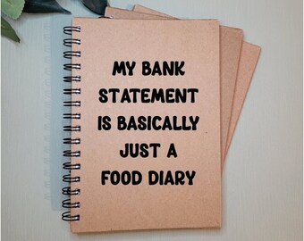 Food Diary, Gluten Free Notebook, Gluten Free Gifts, Coeliac Disease, Coeliac Food Diary, Food Diary, Personalised Notebook, Funny Notebook