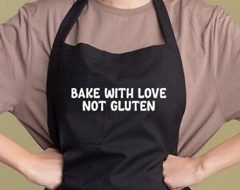 Bake with Love, Apron, Gluten Free Apron, Gluten Free Gifts,Novelty Apron,Funny Tee,Birthday Gifts,Gifts for Her,Gifts for Him,Novelty Gifts