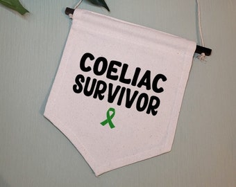 Coeliac Survivor, Gluten Free Gifts, Coeliac Gifts, Fabric Banner, Wall Hanging, Wall Décor, Canvas Banner, Hanging Décor, Home Decor