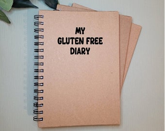 My Gluten Free Diary, Gluten Free Notebook, Gluten Free Gifts, Coeliac Disease, Coeliac Food Diary, Food Diary, Personalised Notebook