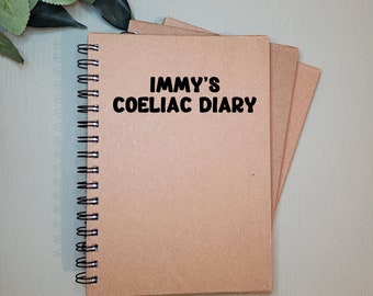 Personalised Food Diary, Gluten Free Notebook, Gluten Free Gifts, Coeliac Disease, Coeliac Food Diary, Food Diary, Personalised Notebook