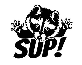 Sup Raccoon Decal - Sup Bruh - Multiple Colors & Sizes - Window - RV - Camper - Car - Funny Kid Decal - Funny Animal