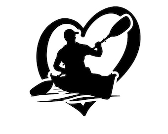 Kayak / Kayaking Heart Decal - Multiple Colors & Sizes - Laptop-Phone-Window-RV- Camper-Car - Sports Mom - Sports - Team Sports