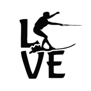 Sticker Love Waterskiing - meerdere kleuren en maten - laptop-telefoon-raam-RV-camper-auto - sportfan - leven op het meer - varen
