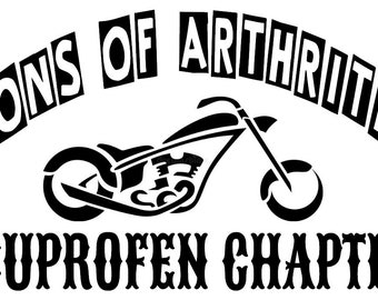 Sons Of Arthritis - Ibuprofen Chapter Decal - Multiple Colors & Sizes - Laptop-Phone-Window-RV- Camper-Car