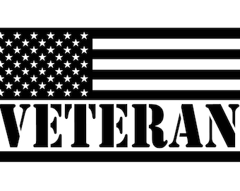 American Flag - Veteran Decal - Military Veteran - Multiple Colors & Sizes - Laptop-Phone-Window-RV- Camper-Car